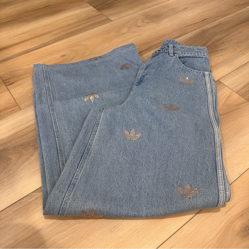 Adidas Light Blue Jeans with Gem Logo